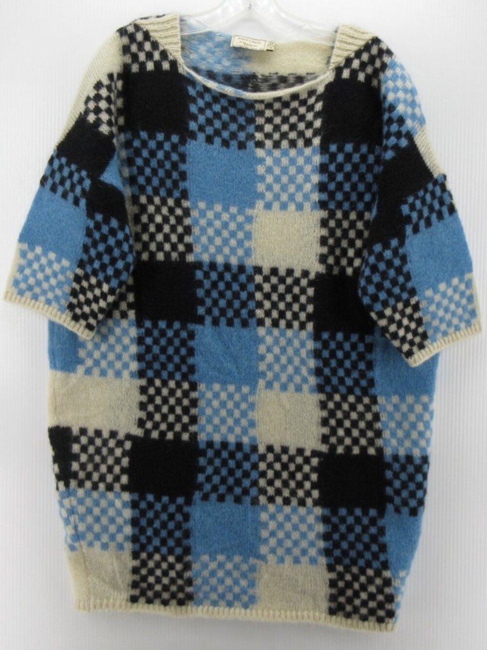 Maison Kitsune Sweater Medium Mohair Wool Tunic Checkerboard Italy